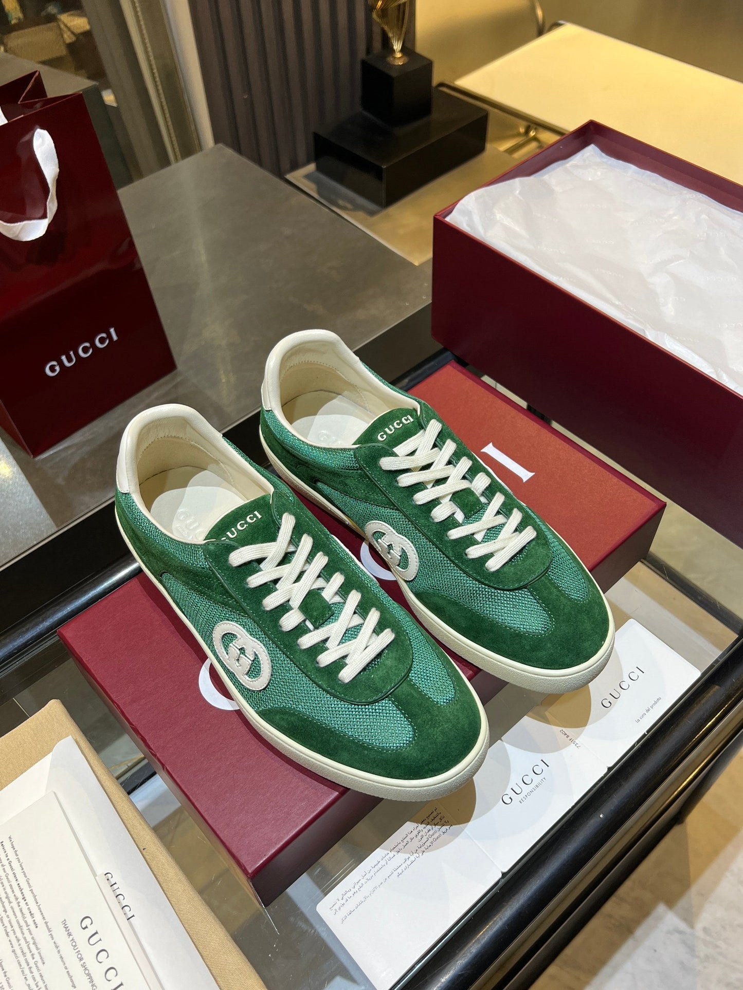 GG G75 Sneaker Teal Green Suede Mesh 818348