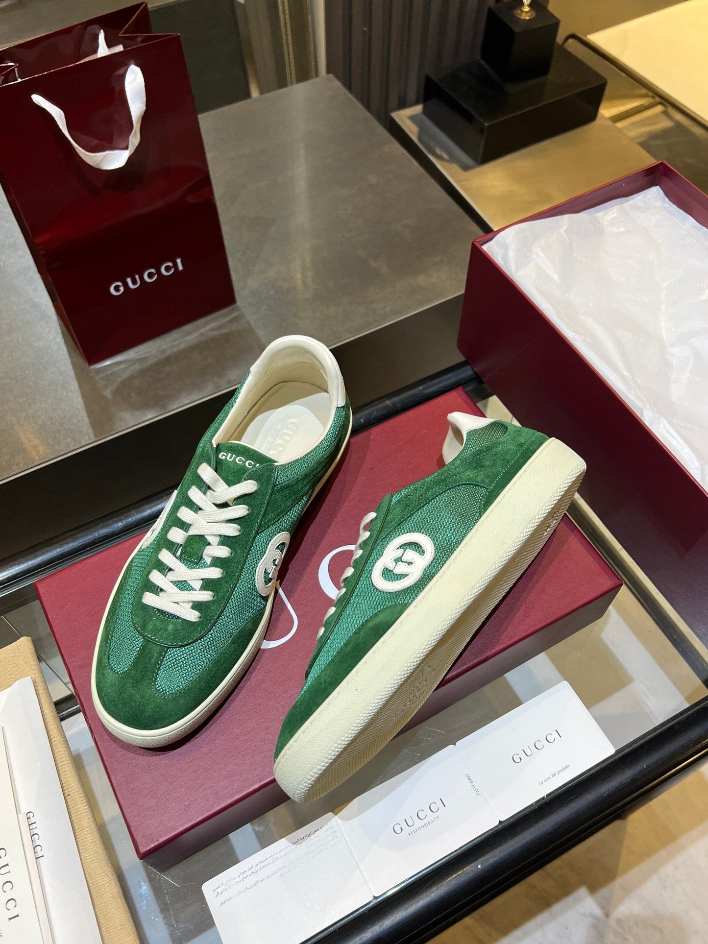 GG G75 Sneaker Teal Green Suede Mesh 818348