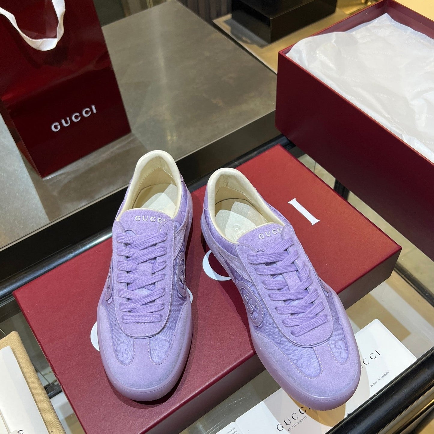 GG G75 Sneaker Light Purple Suede Fabric 818346
