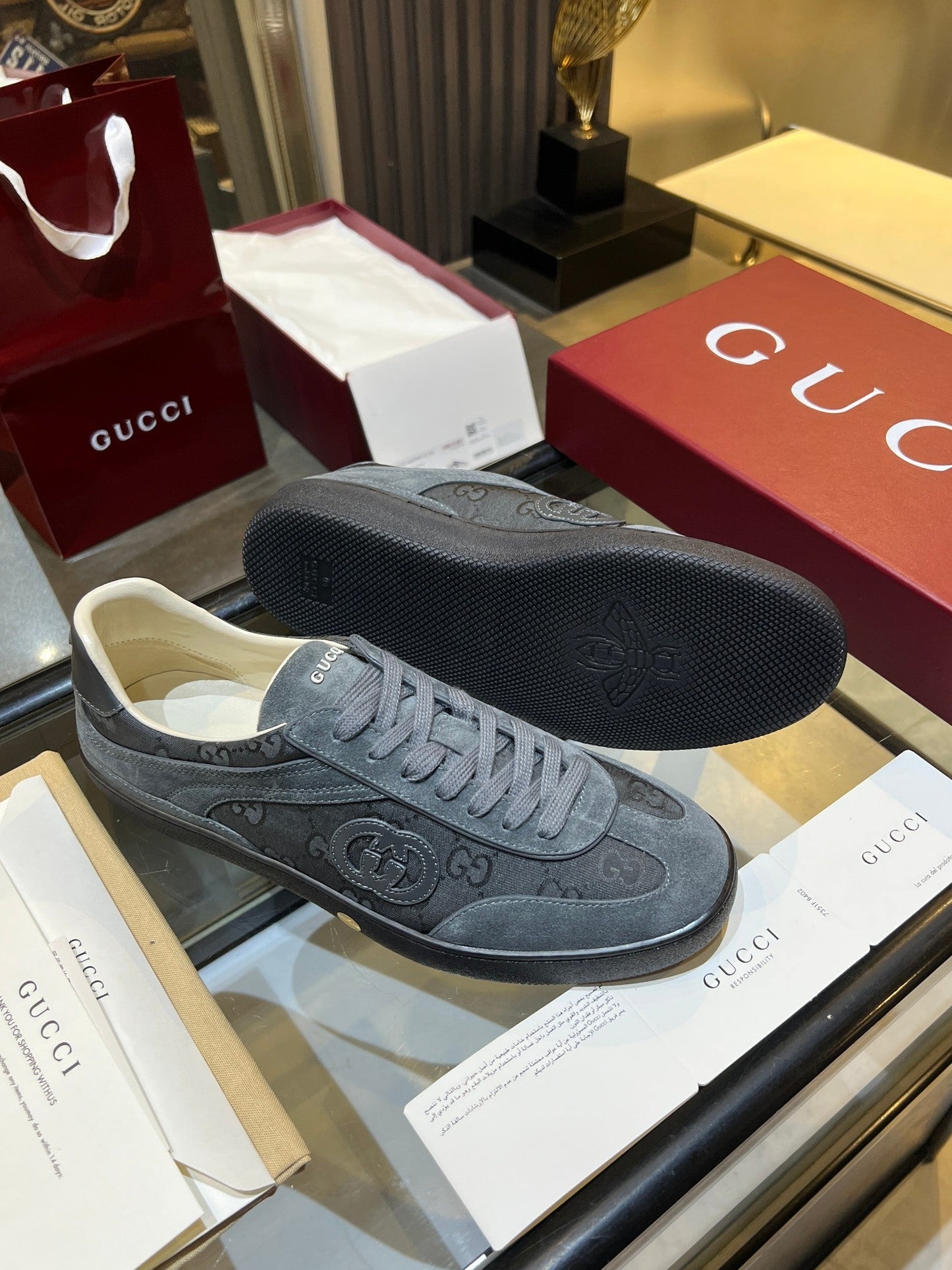 GG G75 Sneaker Grey Suede Canvas 818344