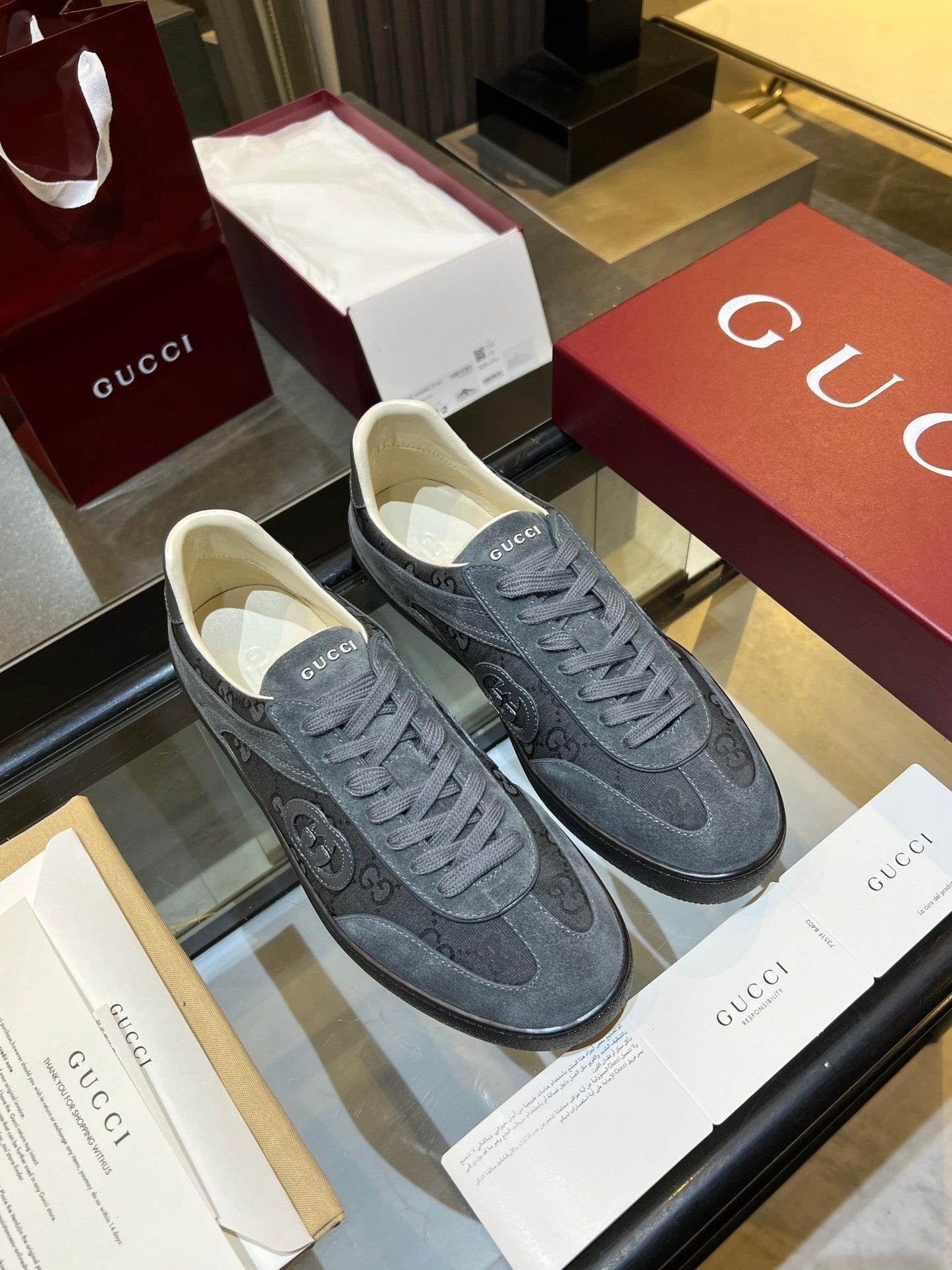 GG G75 Sneaker Grey Suede Canvas 818344