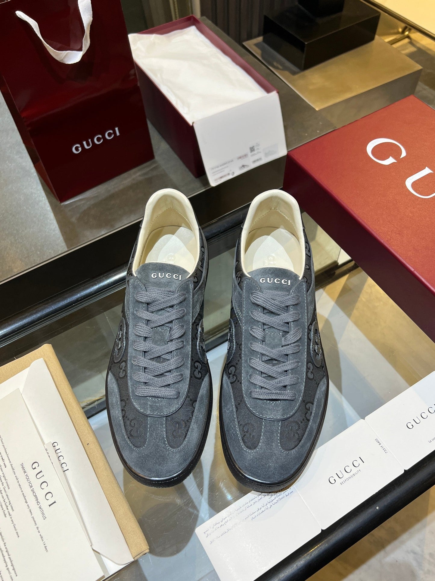 GG G75 Sneaker Grey Suede Canvas 818344