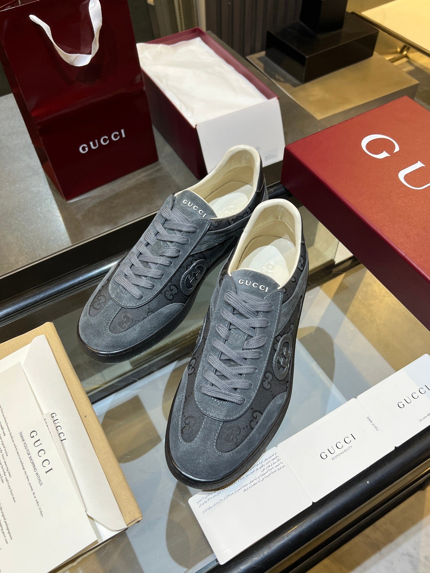 GG G75 Sneaker Grey Suede Canvas 818344
