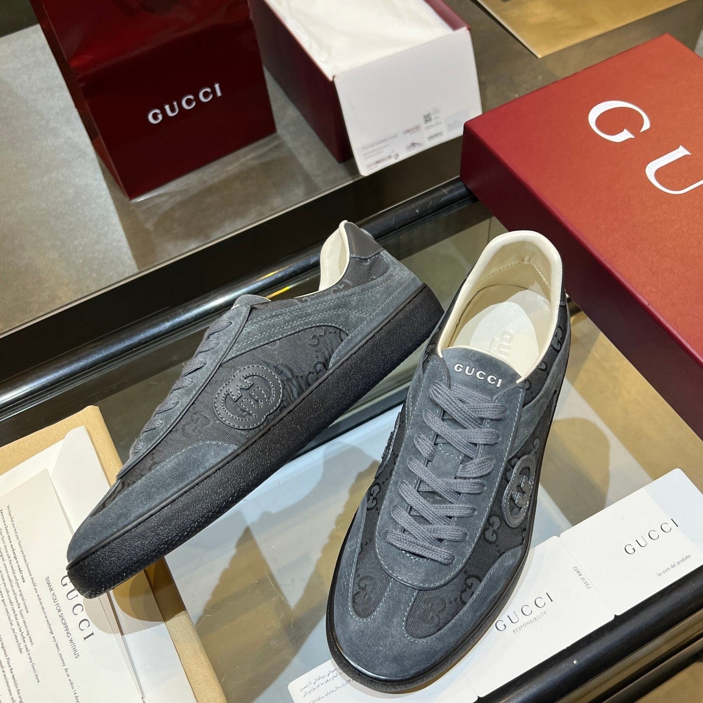 GG G75 Sneaker Grey Suede Canvas 818344