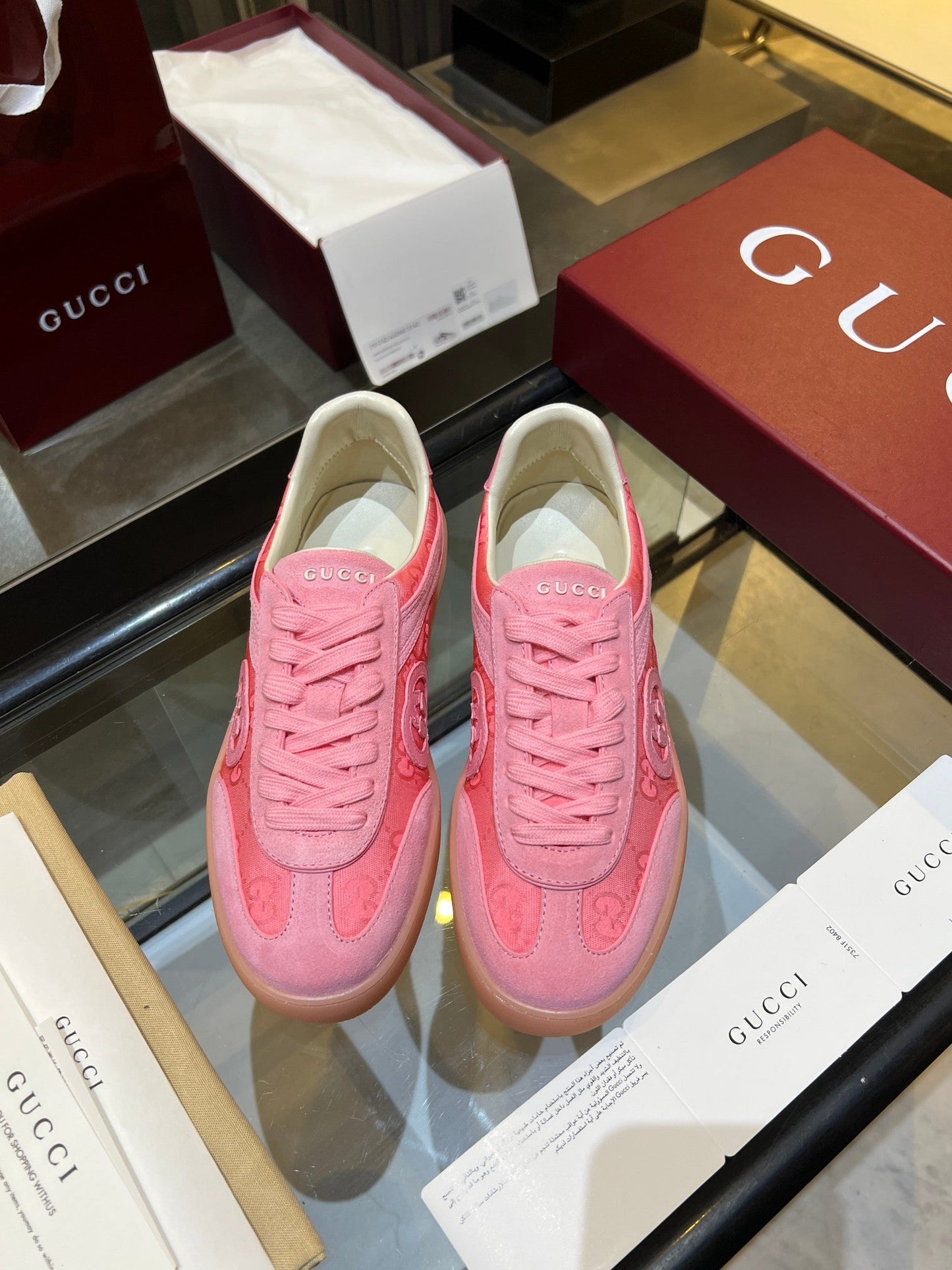 GG G75 Sneaker Light Pink Suede Canvas 818343