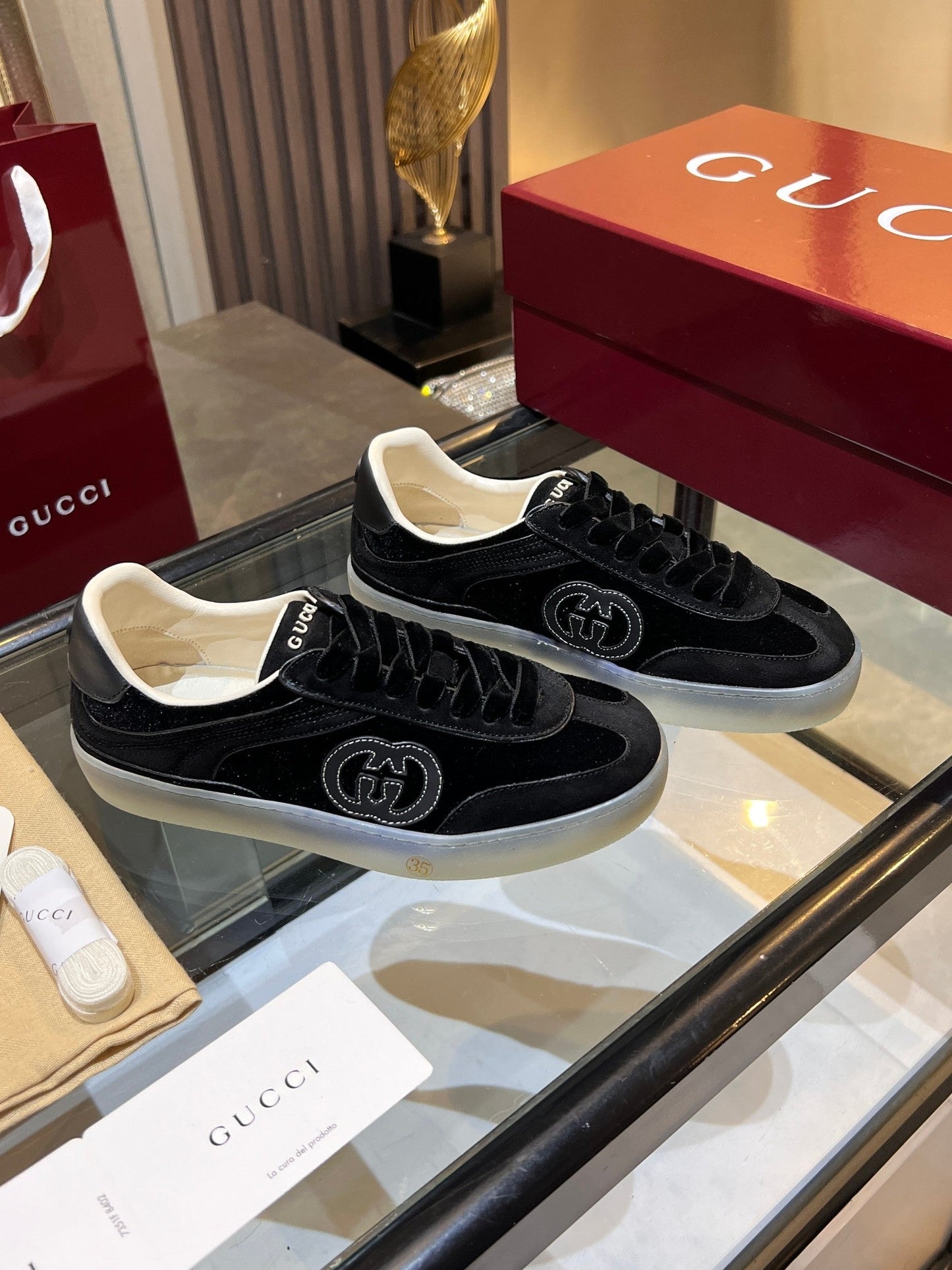 GG G75 Sneaker Black Suede 818366