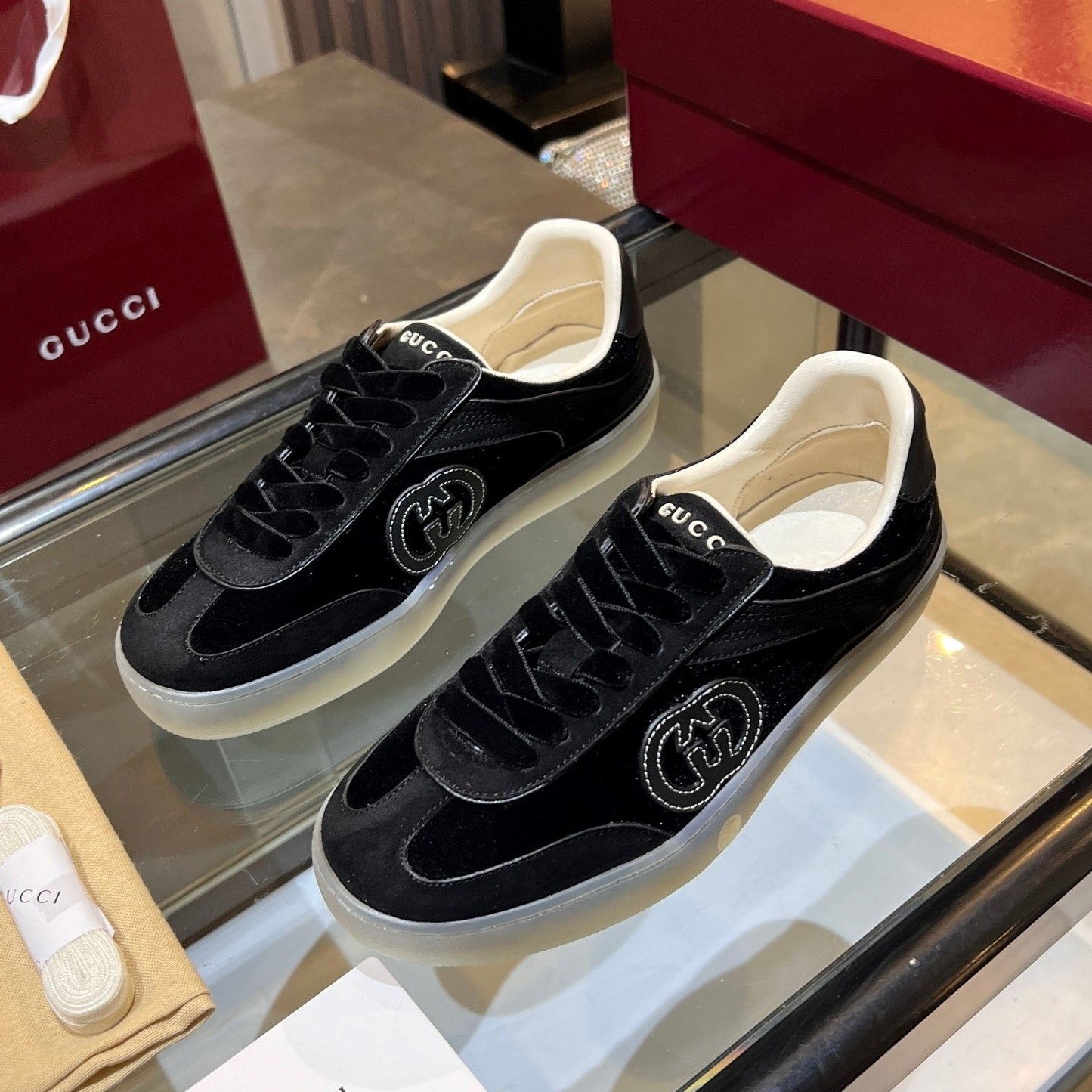 GG G75 Sneaker Black Suede 818366