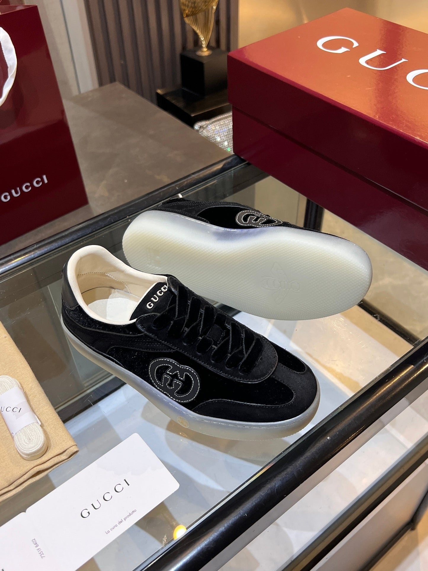 GG G75 Sneaker Black Suede 818366