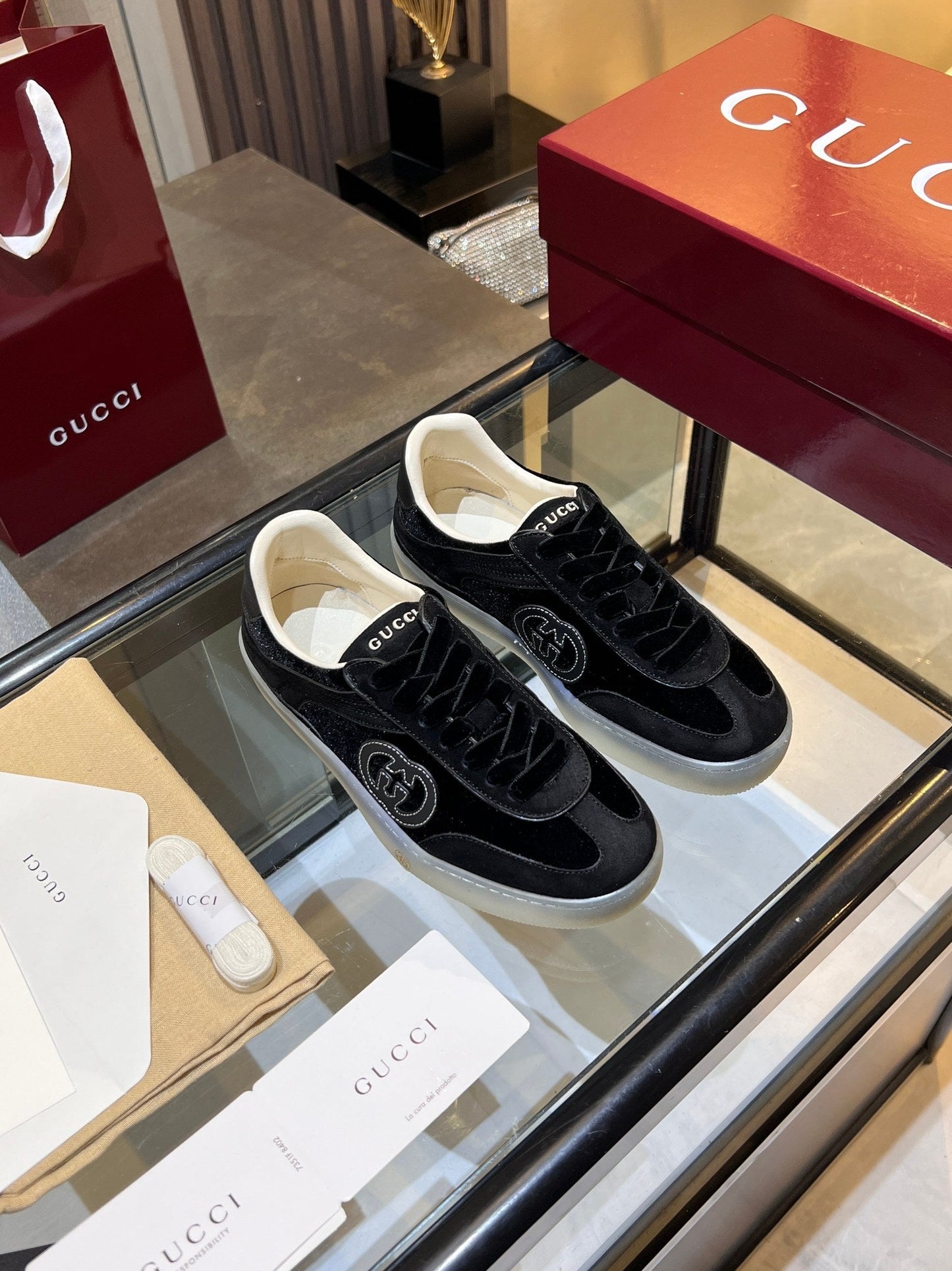 GG G75 Sneaker Black Suede 818366