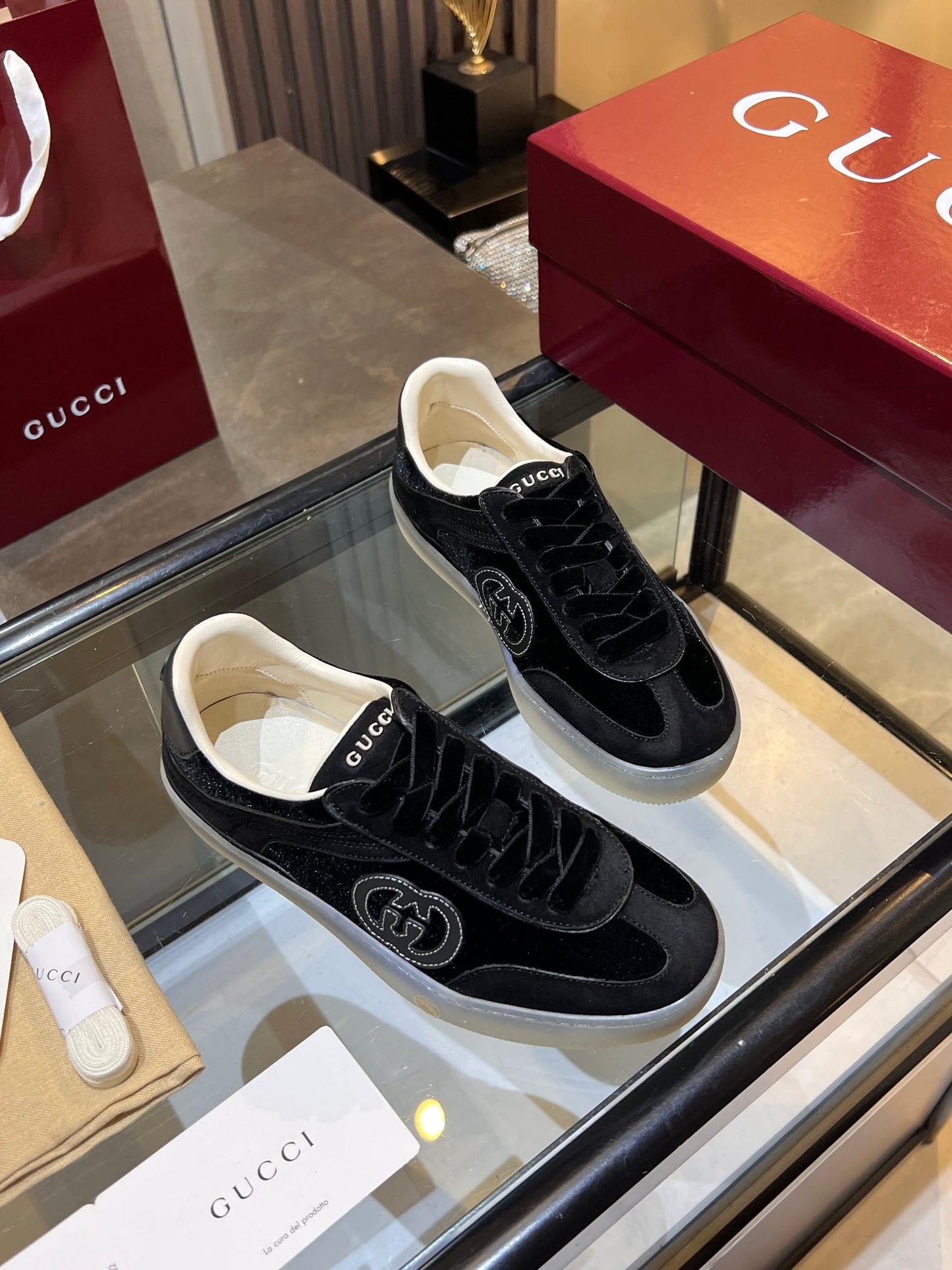 GG G75 Sneaker Black Suede 818366