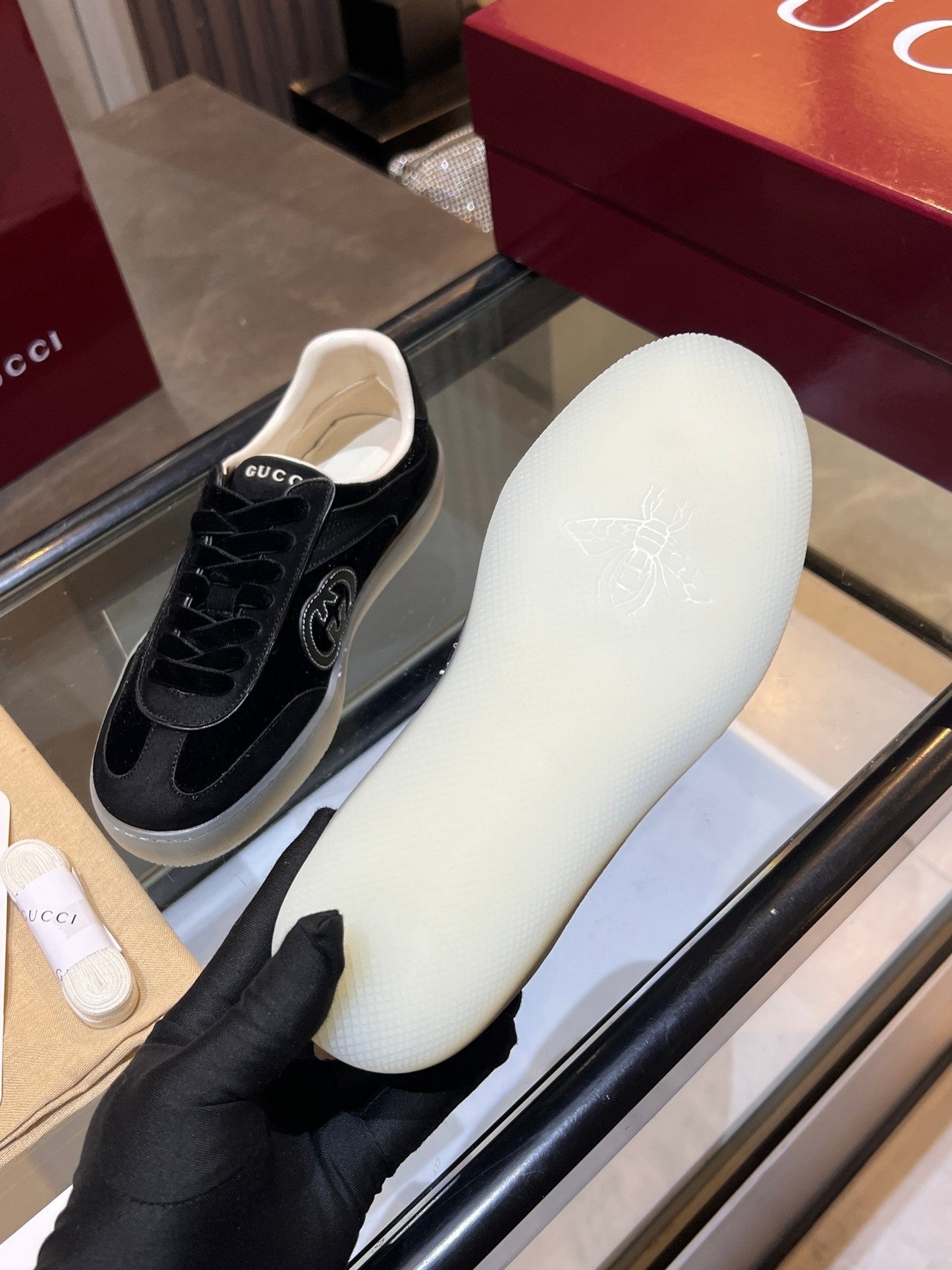 GG G75 Sneaker Black Suede 818366