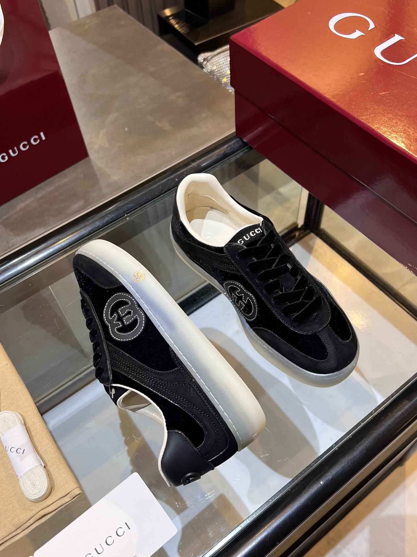GG G75 Sneaker Black Suede 818366