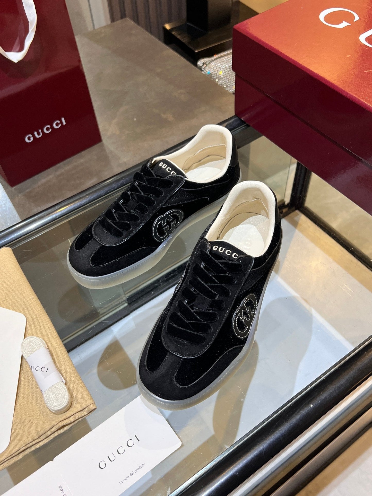 GG G75 Sneaker Black Suede 818366