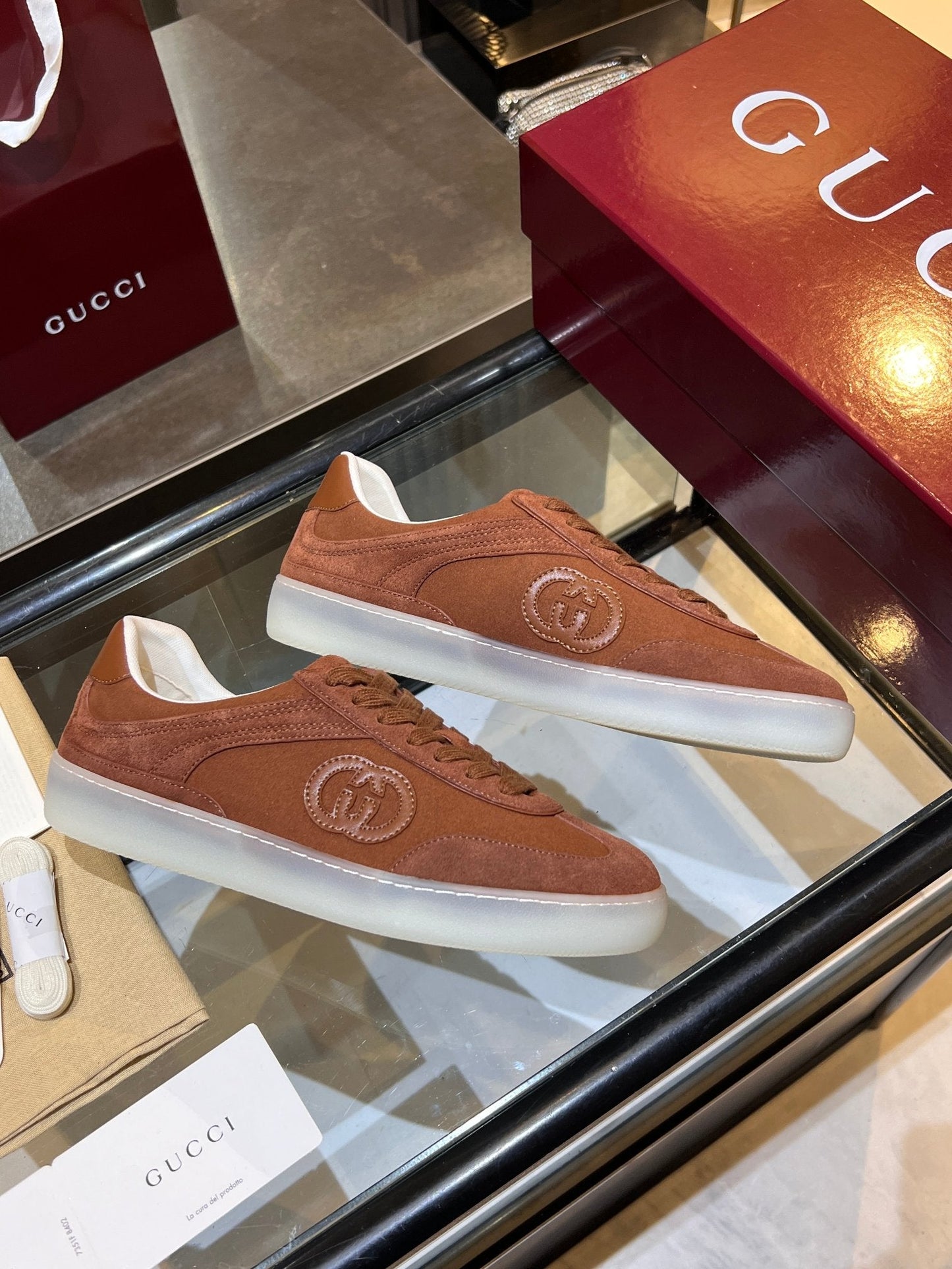 GG G75 Sneaker Camel Suede 818362