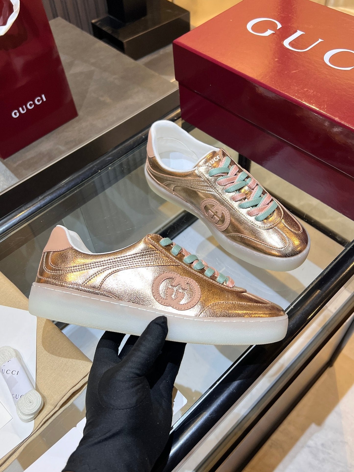 GG G75 Sneaker Copper Metalic Cowhide 818360