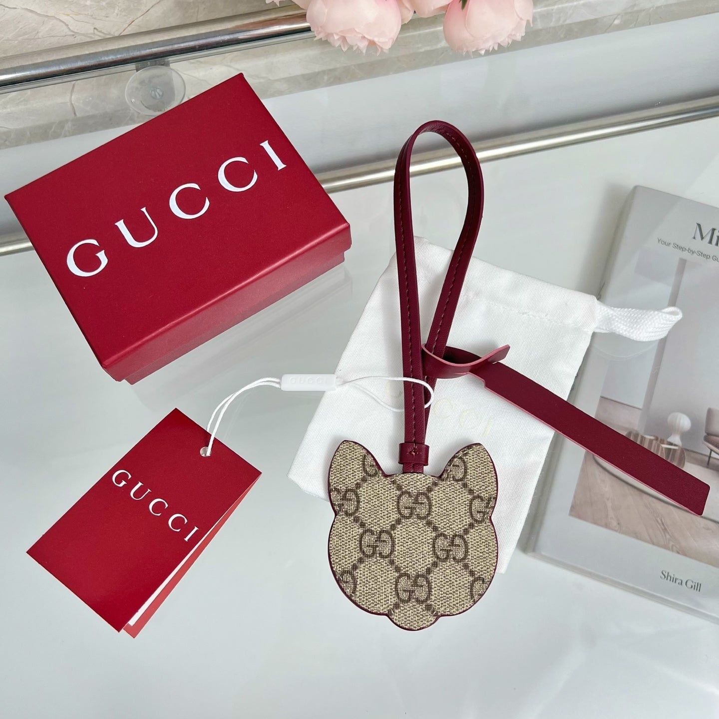 Gucci Etoupe Red Cat Bag Charm