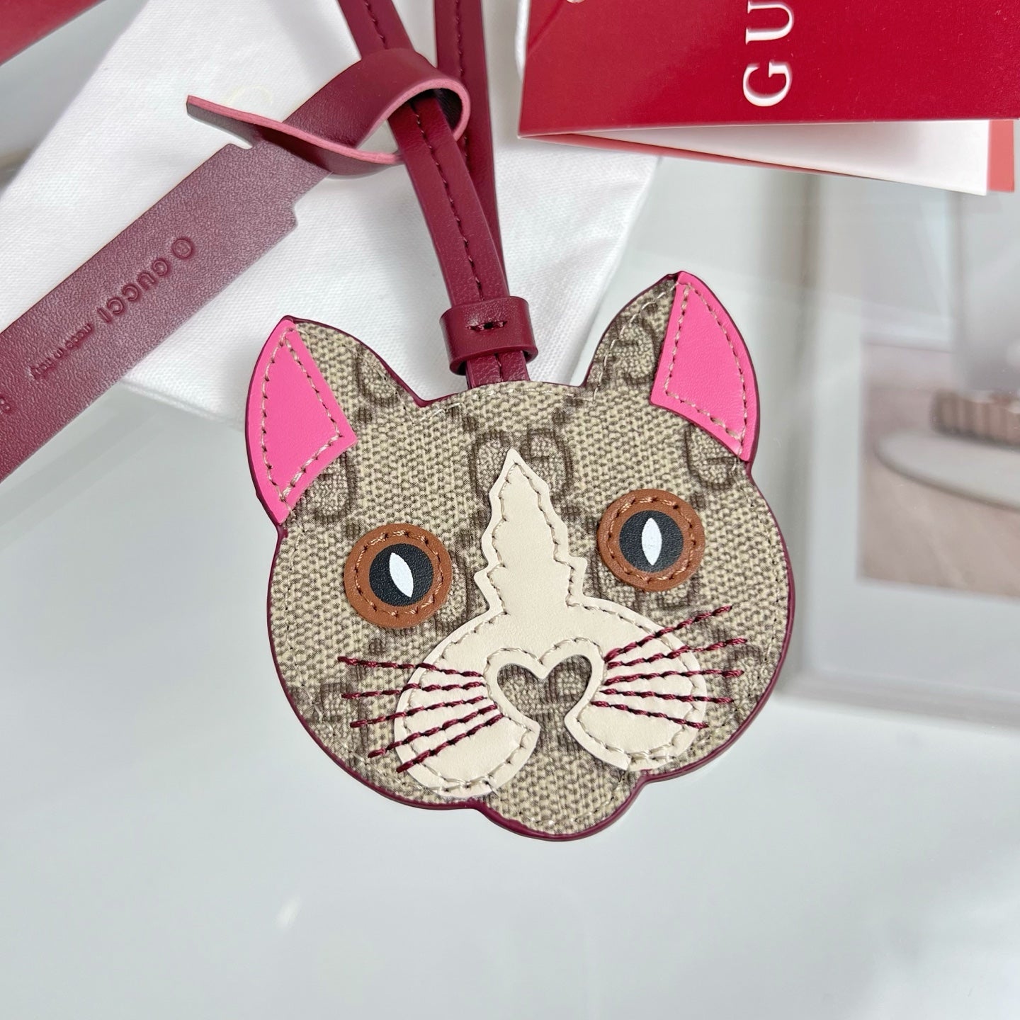 Gucci Etoupe Red Cat Bag Charm
