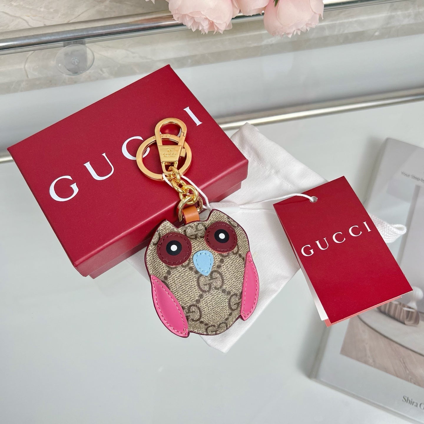 Gucci Etoupe Red Blue Owl Bag Charm