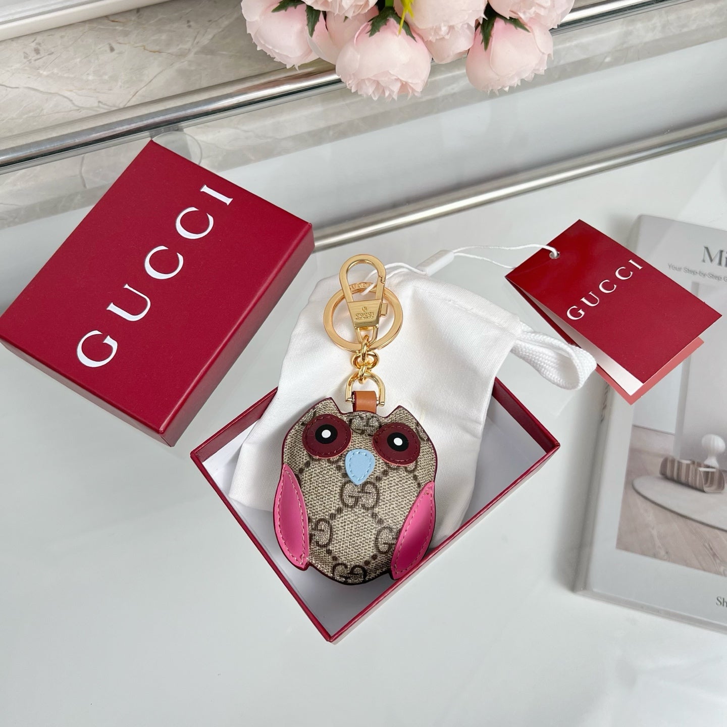 Gucci Etoupe Red Blue Owl Bag Charm