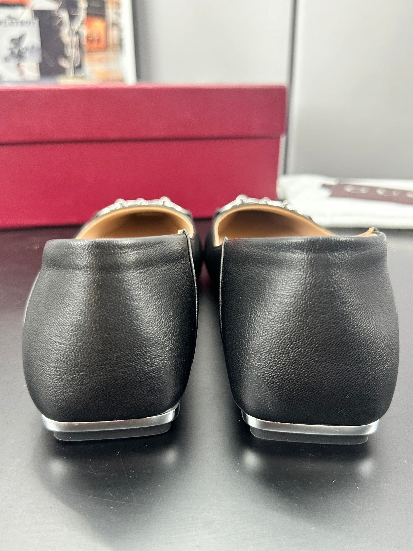 GG 26s Vittoria Ballerina Flats Black Sheepskin 688309