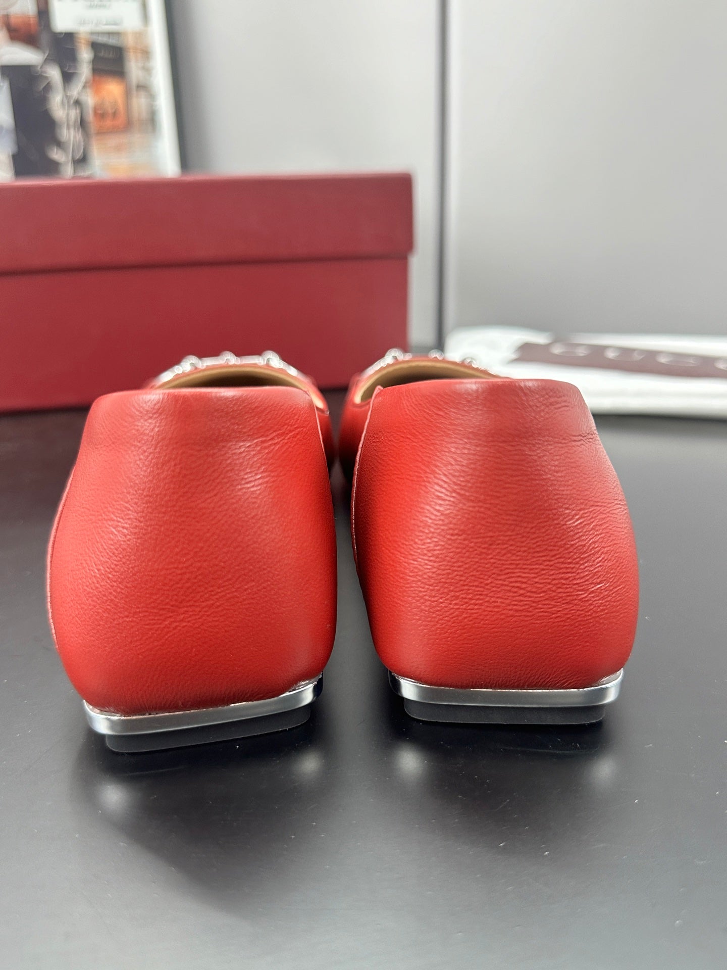 GG 26s Vittoria Ballerina Flats Red Sheepskin 688310