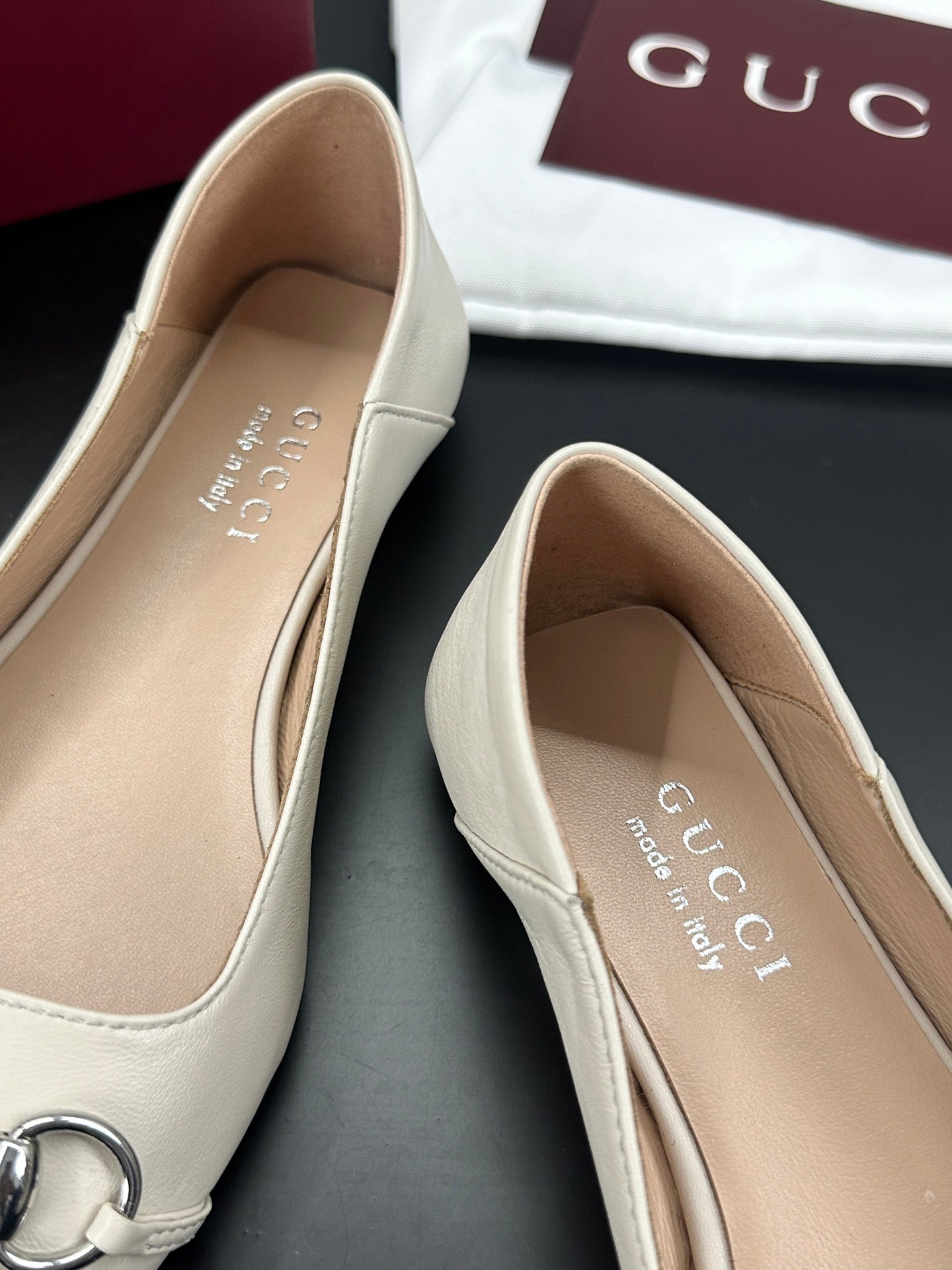 GG 26s Vittoria Ballerina Flats Ivory Sheepskin 688311
