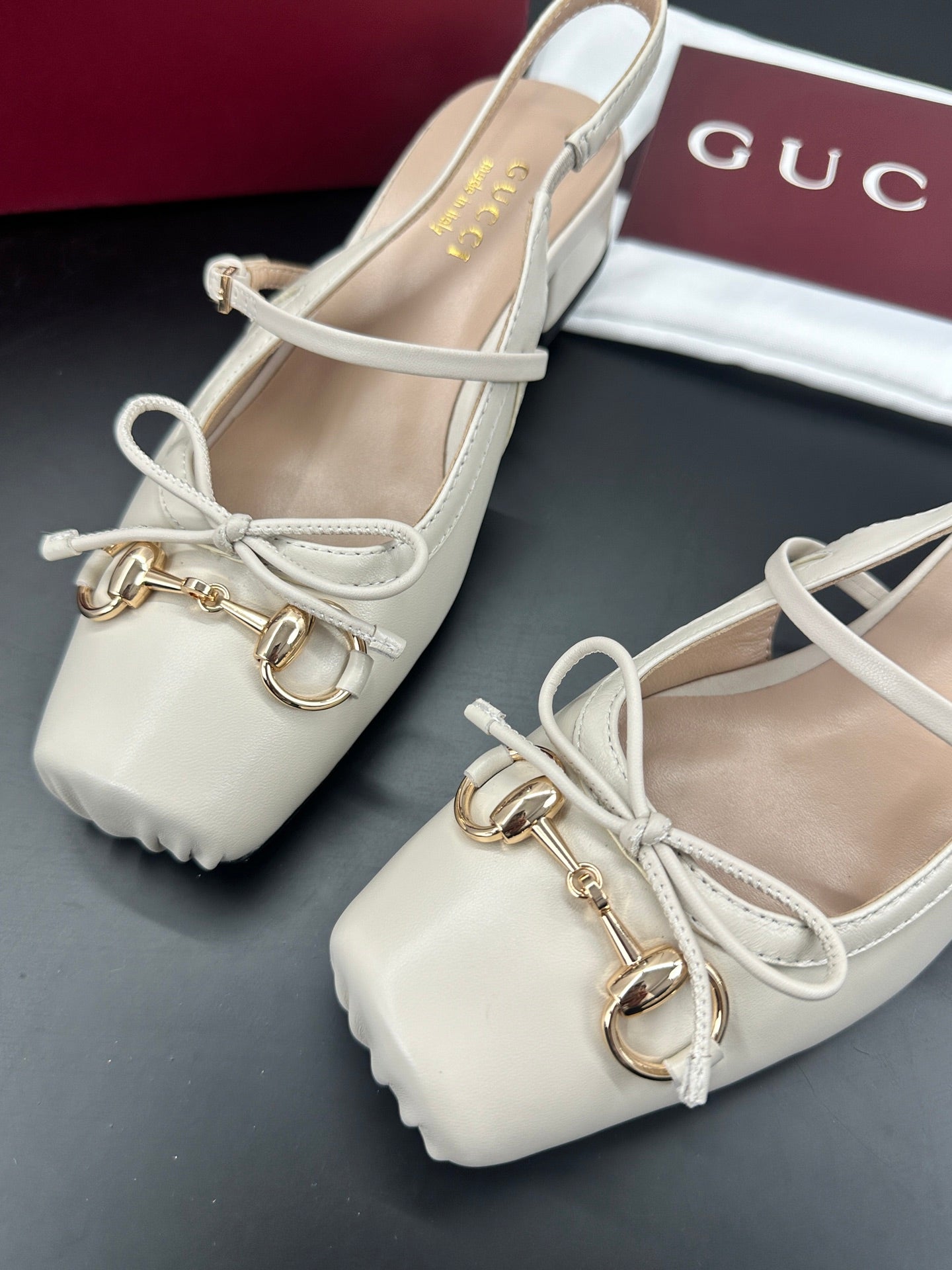 GG 26s Horsebit Slingback 2.5cm White Sheepskin 688313