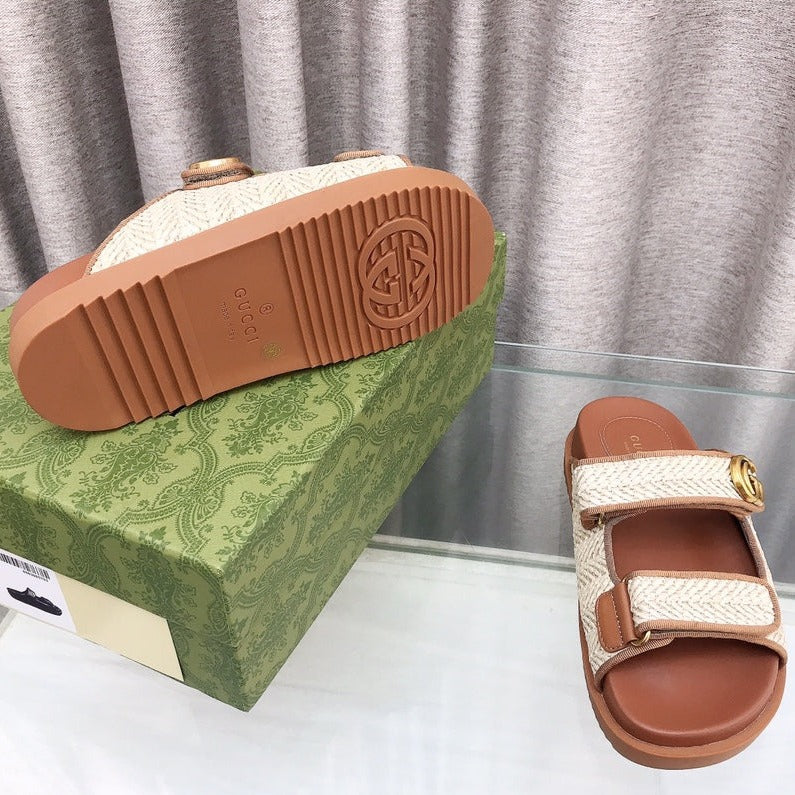 GG  Rubber Sole Logo Sandals Brown