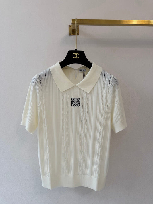 Loewe Collared Short-Sleeved Shirt Cream Wool 394837
