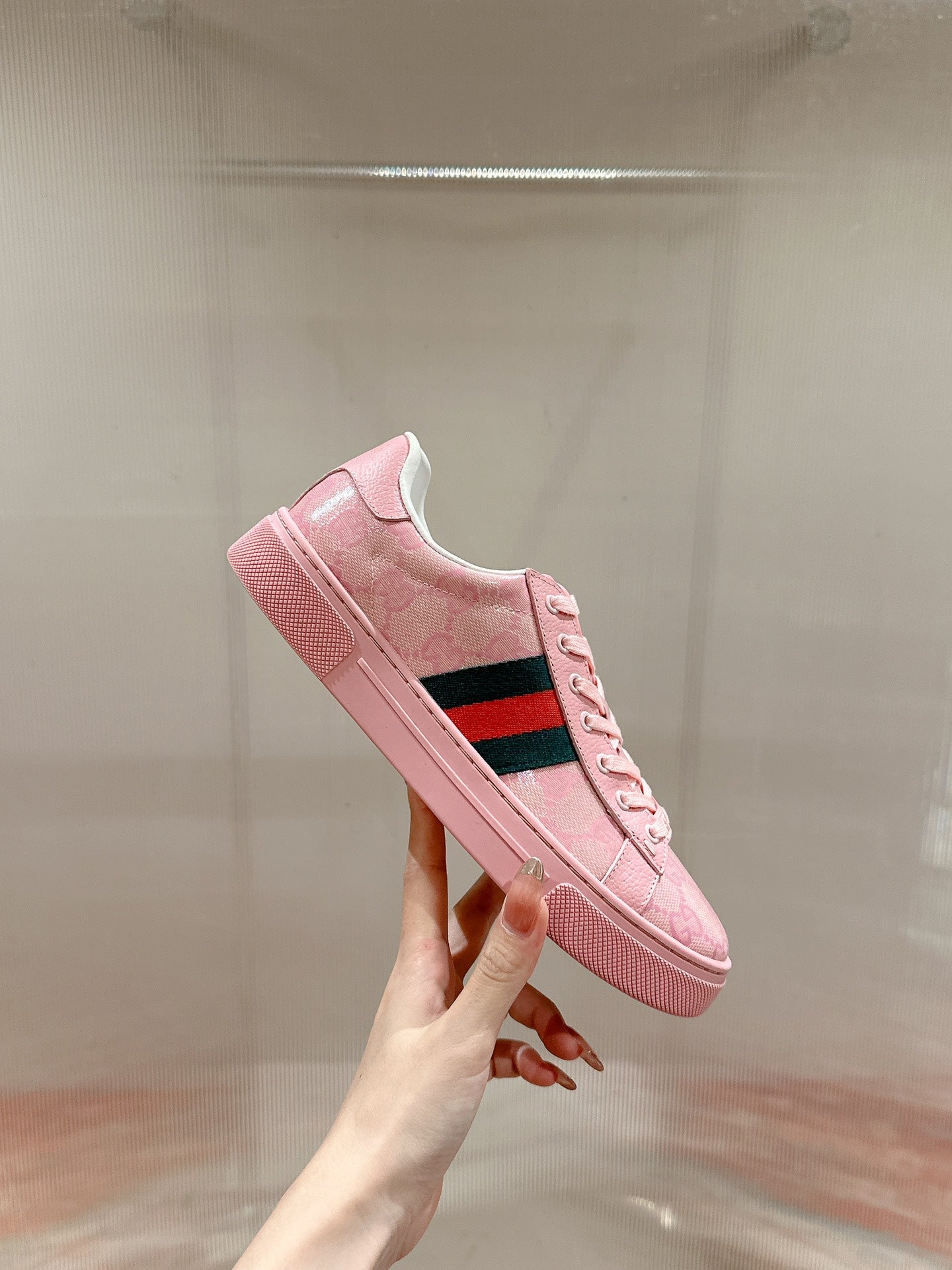 GG Ace Sneaker Pink Ebony Canvas