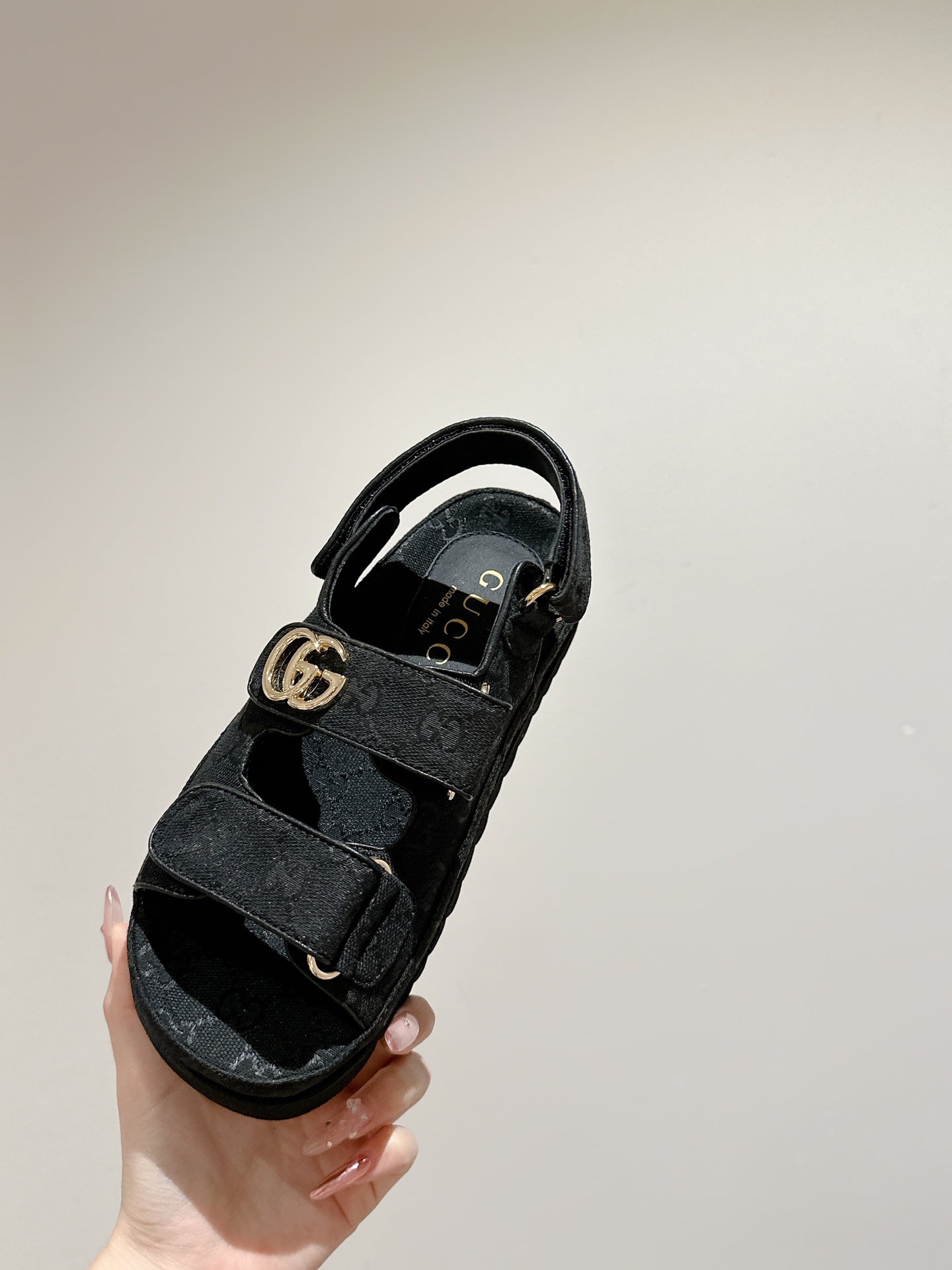 GG 26s Double G Sandals Black Canvas 929385