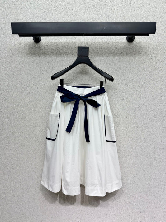 Prada Slubbed Toile Skirt White Cotton 381922