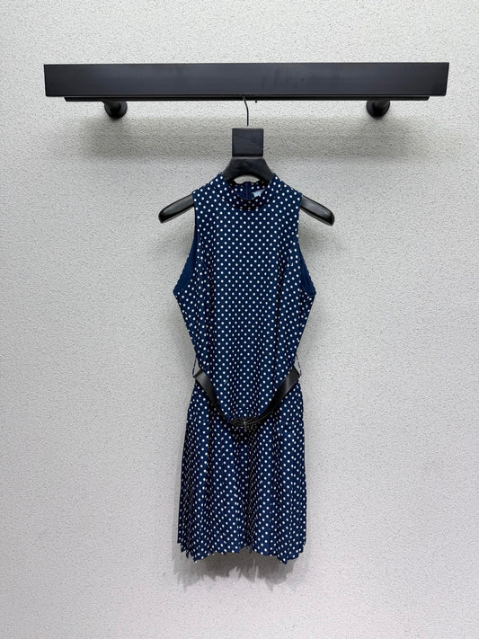 Prada 26s Polka Dot Dress Blue White Polyester 398332