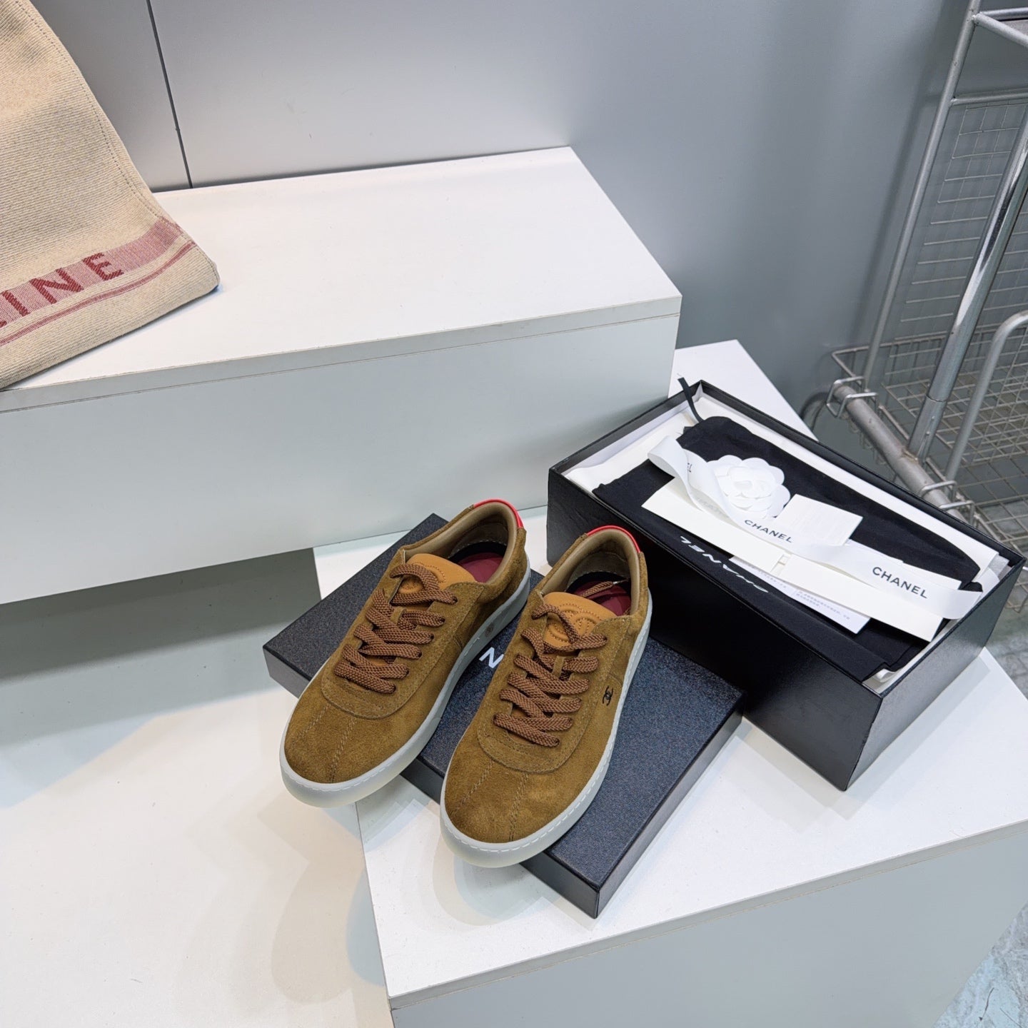Chanel 26s Gum Sole Sneakers In Brown Suede