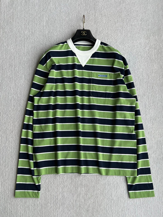 Prada Long-sleeved T-shirt Blue/Fern Green Cotton 372635