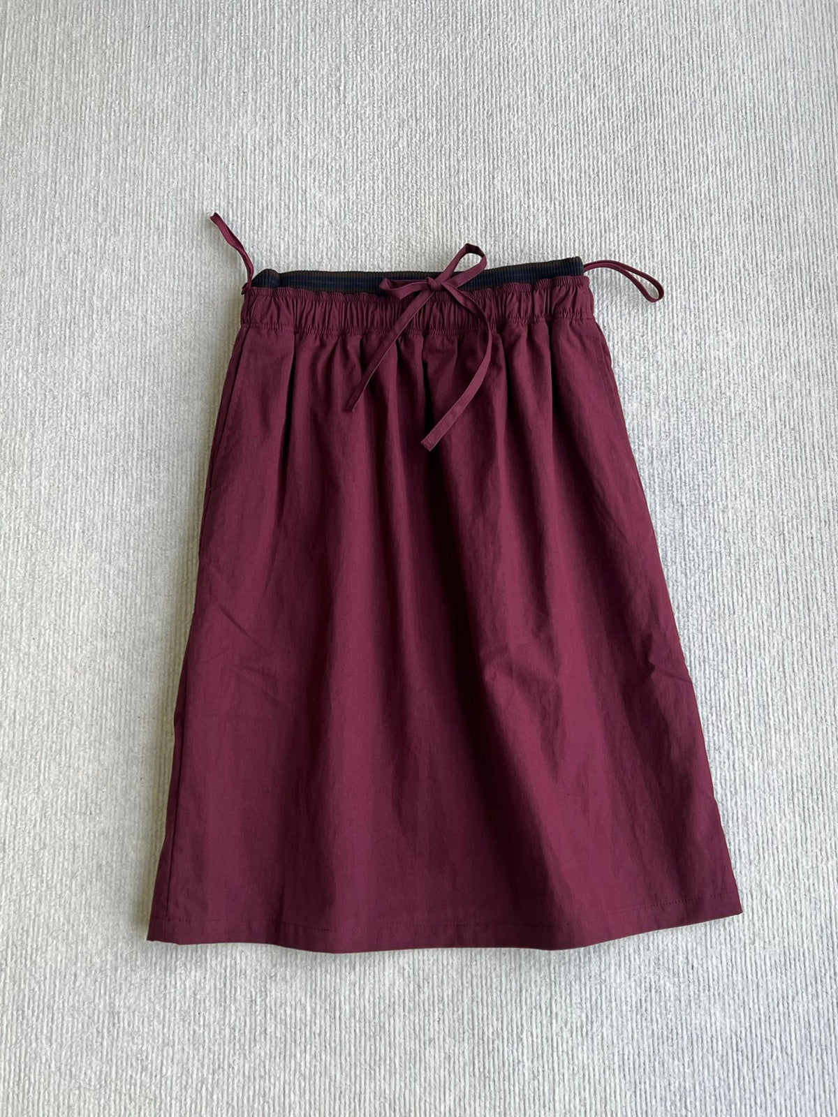Prada Drawstring Midi Skirt Burgundy Polyester 372612