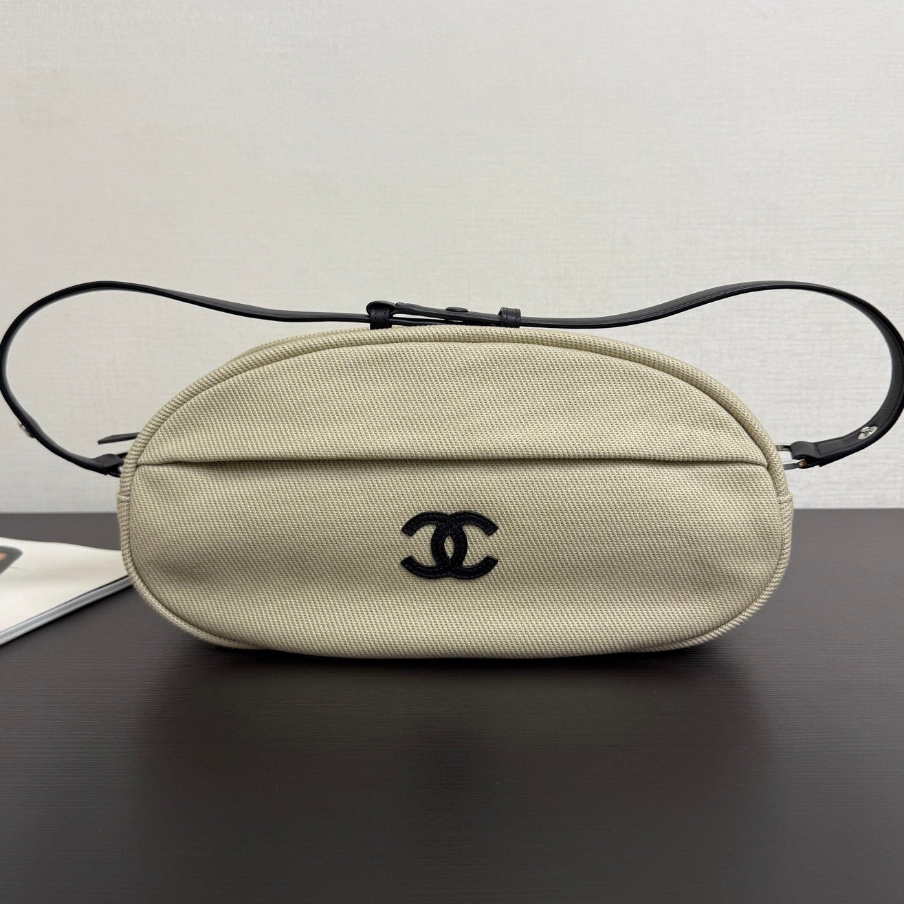 Chanel 2026 Rugby Bag 32cm Beige Canvas Leather