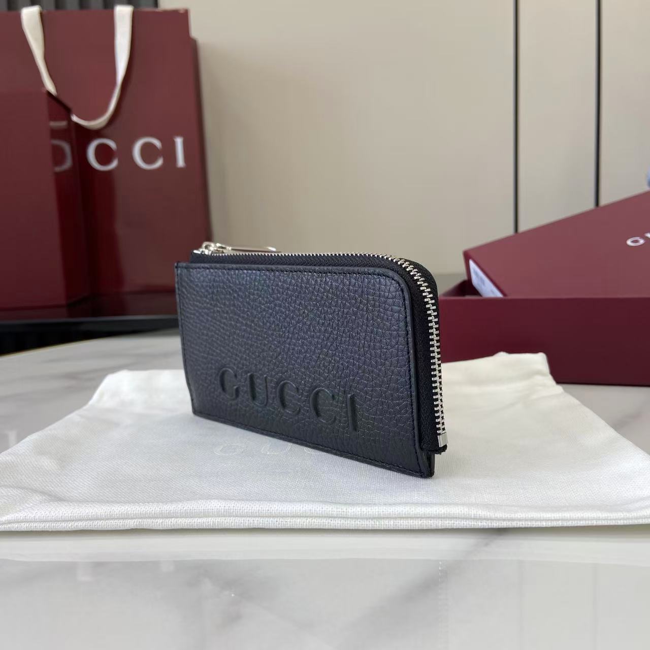 Gucci 25 Wallet 13.5cm Black Grained Cowhide 290505