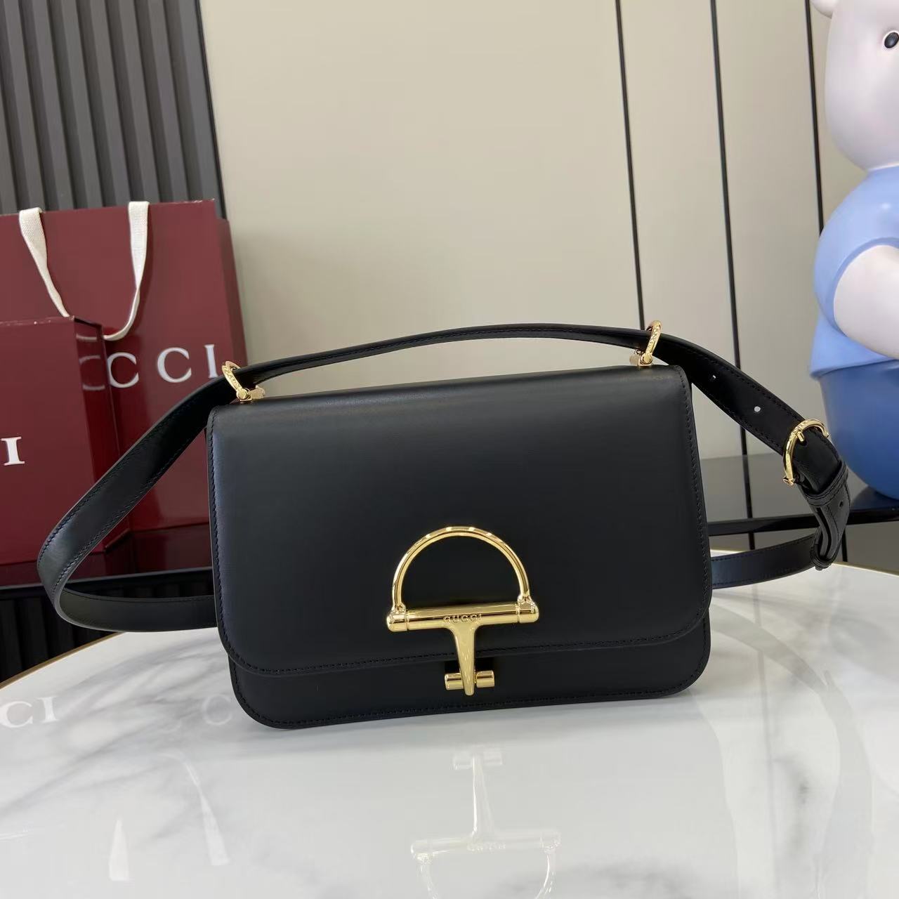 Gucci 25 Siena Bag 22.5cm  Black Gold Leather 292363