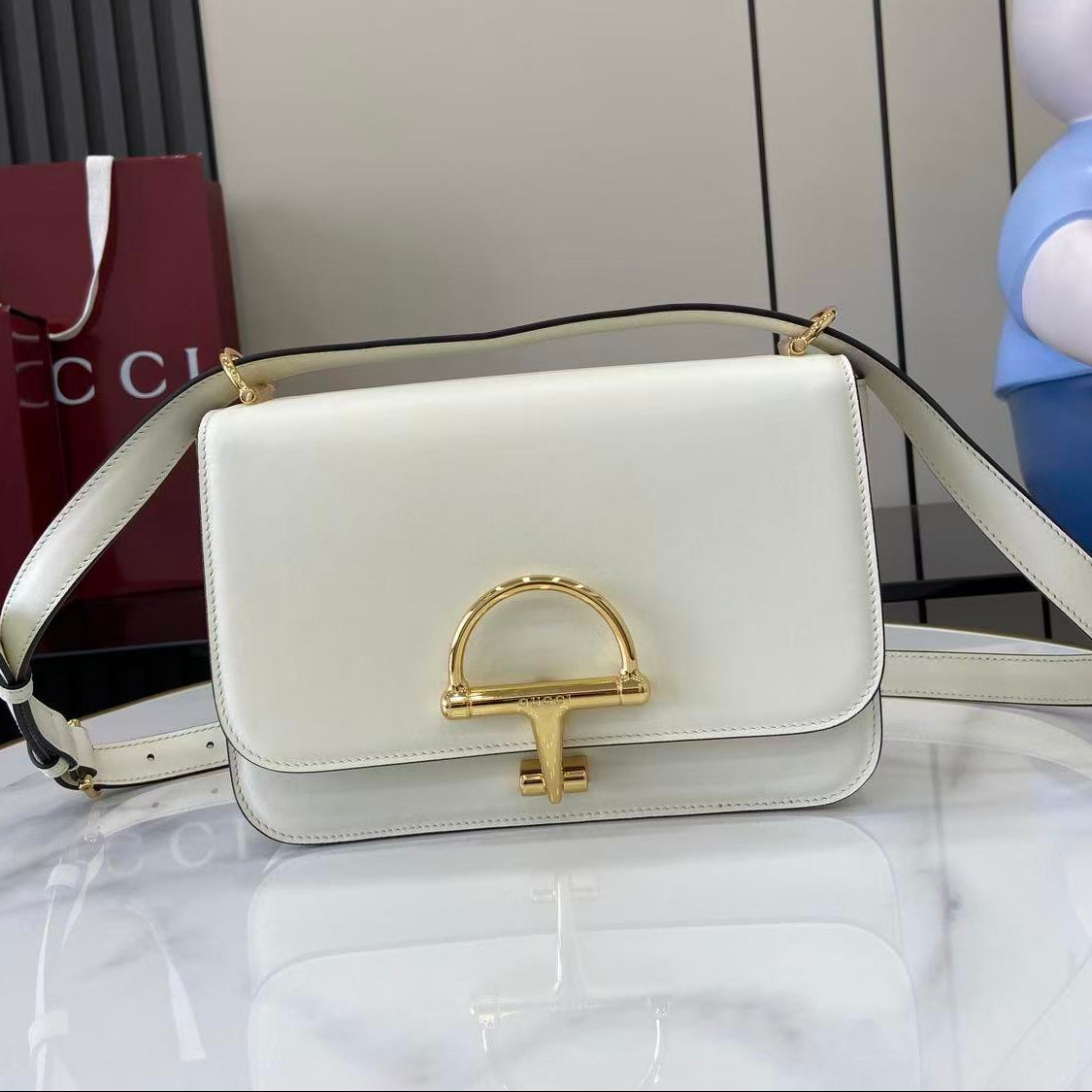 Gucci 25 Siena Bag 22.5cm White Gold Leather 292364