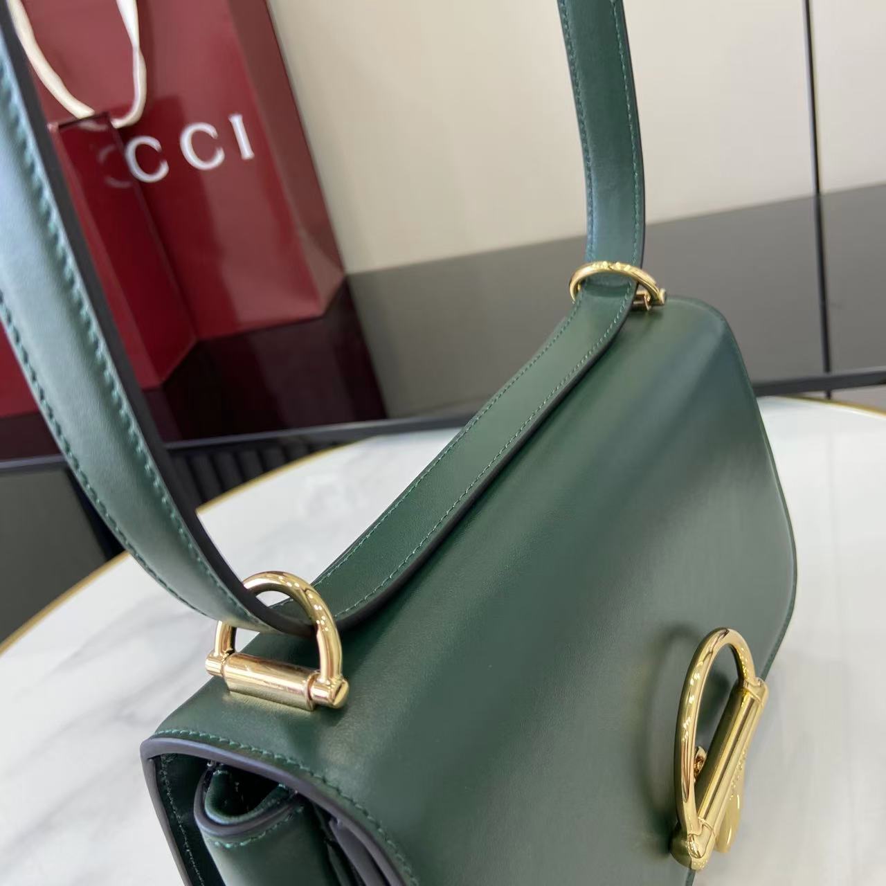 Gucci 25 Siena Bag 22.5cm  Green Gold Leather 292365