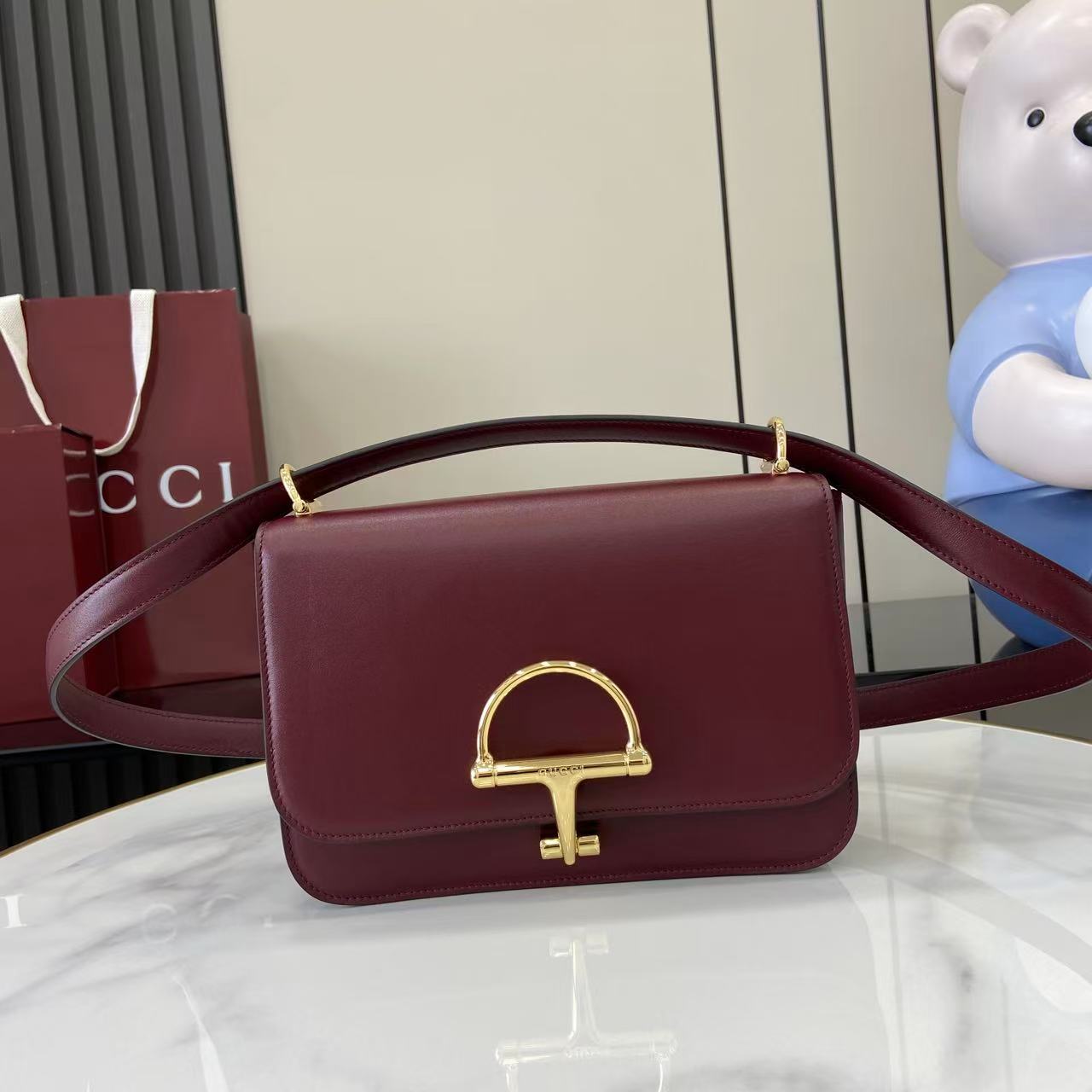 Gucci 25 Siena Bag Anchor Red Gold Leather 292366