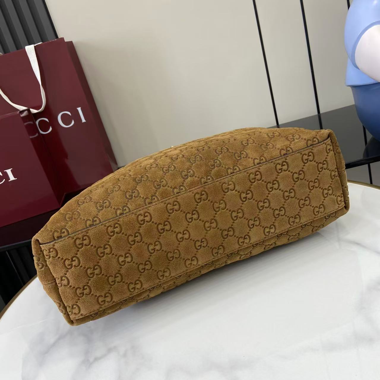 Gucci 25 Beatrix Handbag Brown Gold Suede