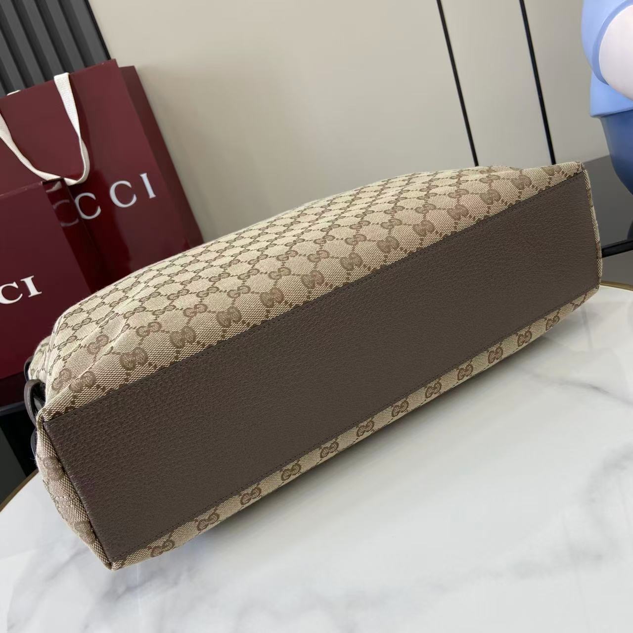 Gucci 25 Beatrix 40cm Handbag Beige mix Dark Brown Canvas Leather 292317