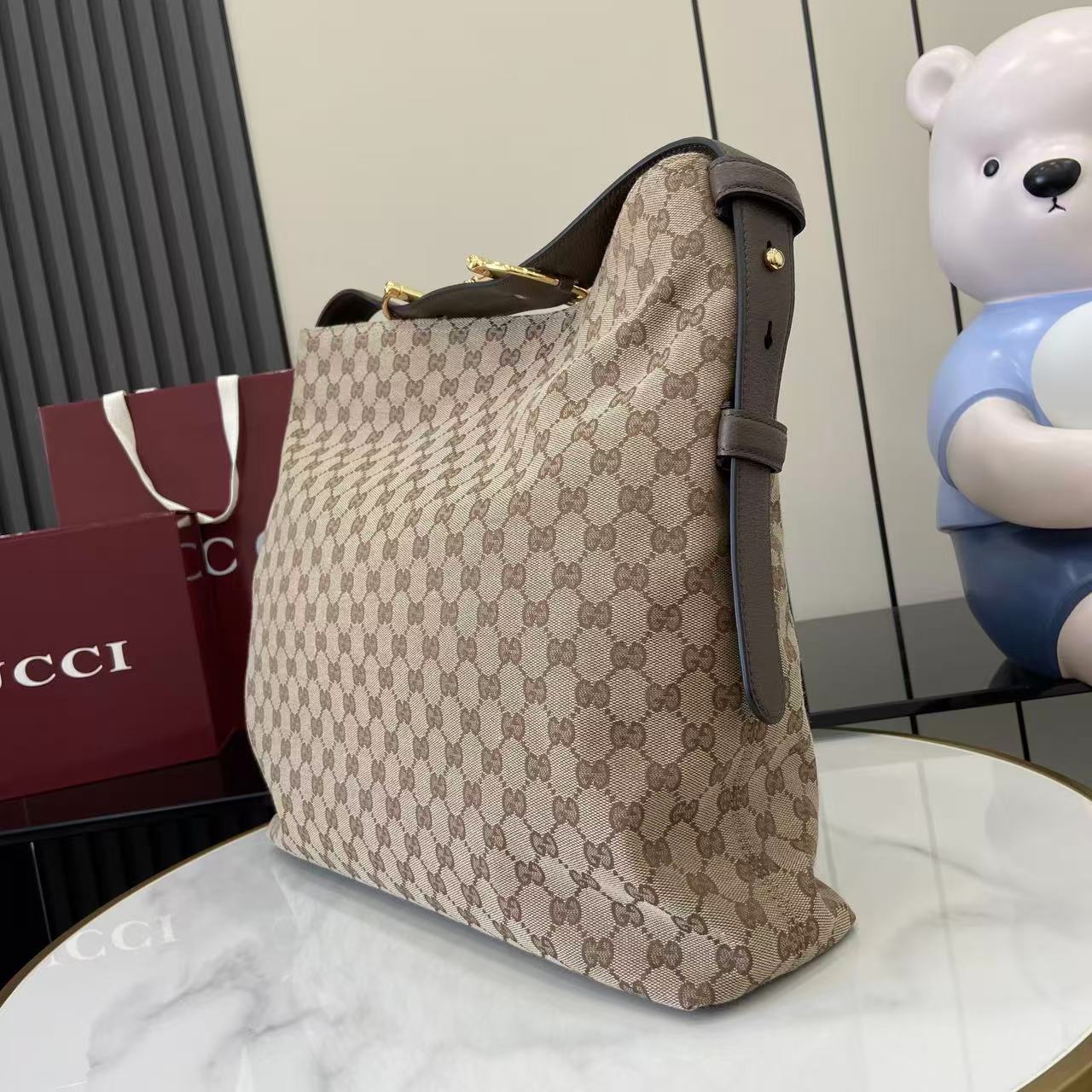 Gucci 25 Beatrix 40cm Handbag Beige mix Dark Brown Canvas Leather 292317