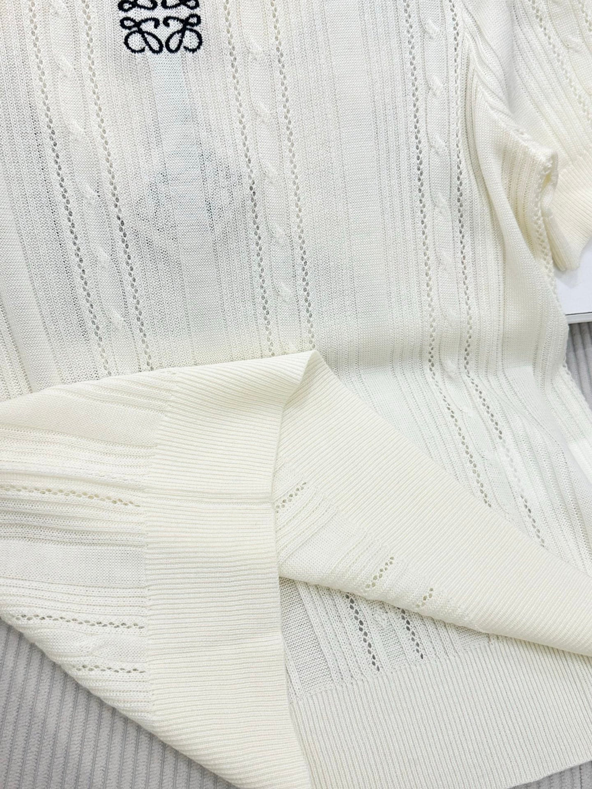 Loewe 26s Short-Sleeve Top Cream Wool 415502
