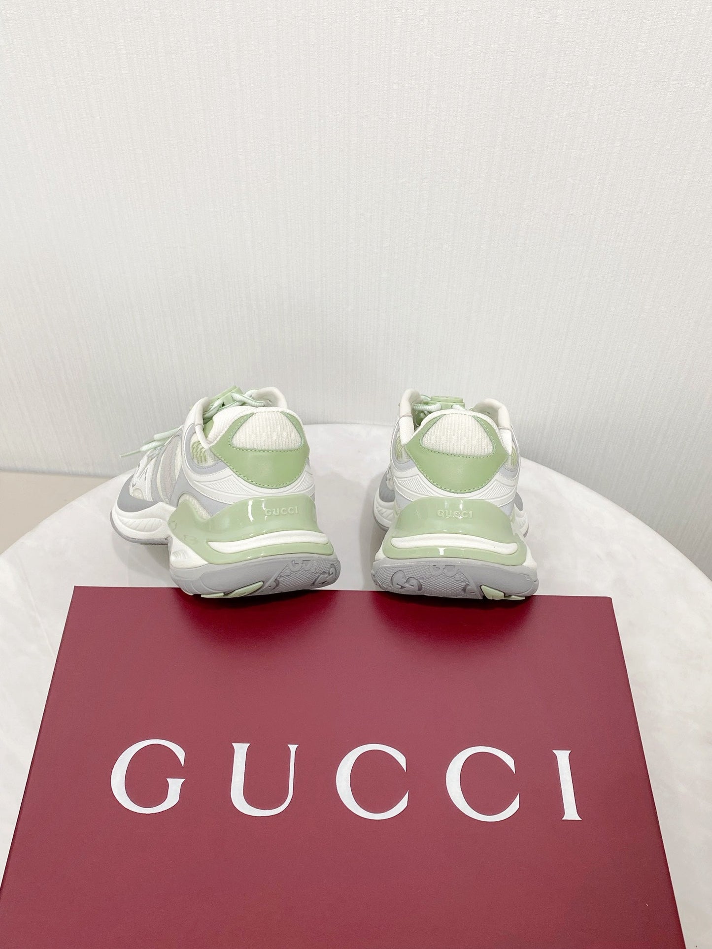 GG 2.0 Low Top Sneakers Grey Green Mesh Leather 675577