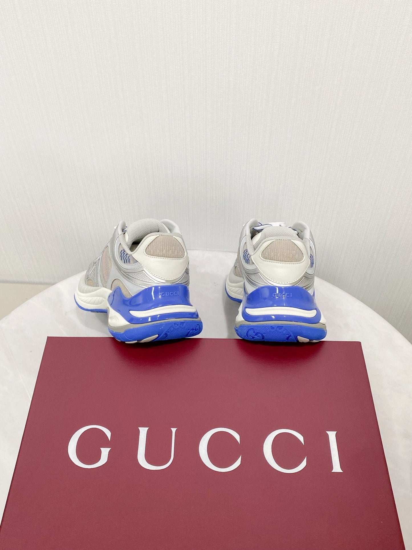 GG 2.0 Low Top Sneakers Grey Blue Mesh Leather 675580