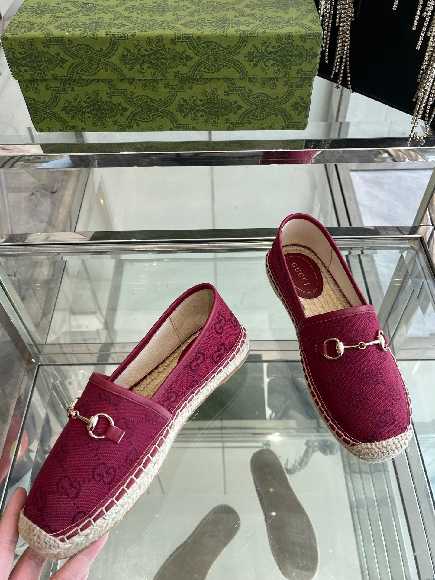 GC 2025 Espadrille With Horsebit Red Burgundy Canvas 292314