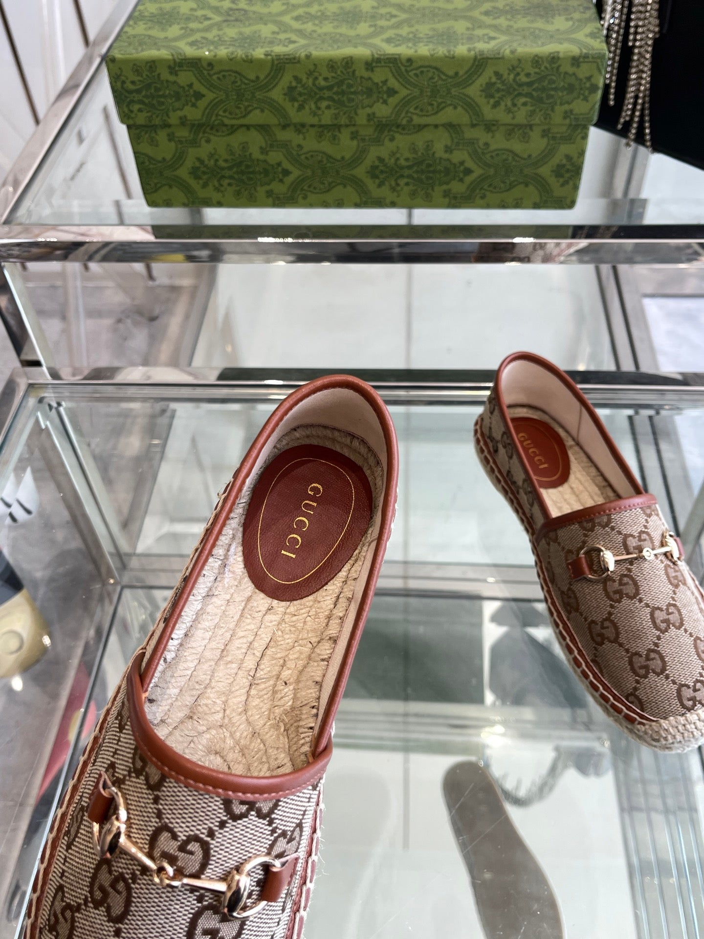 GC 2025 Espadrille With Horsebit Beige and Dark Brown Canvas 292317